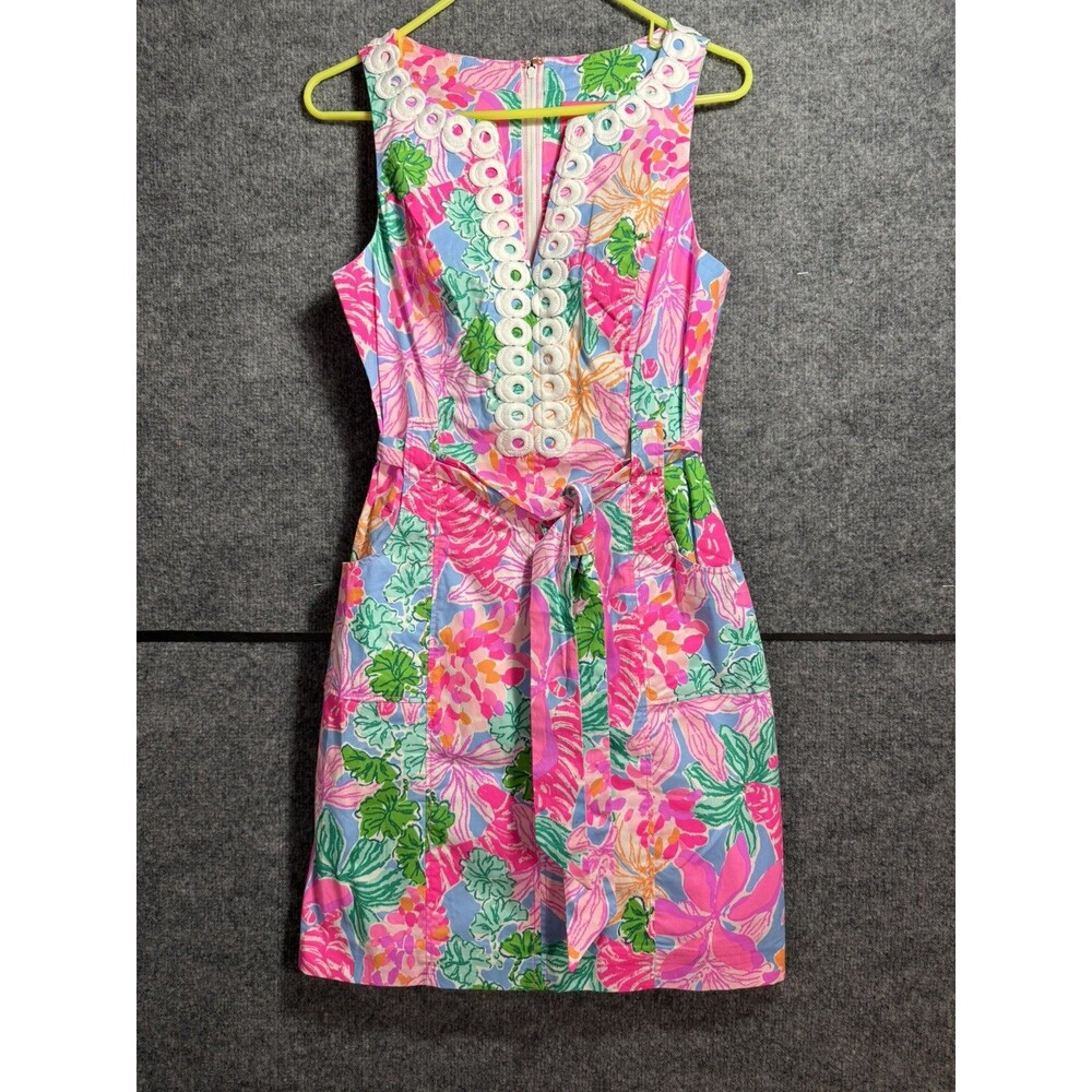 Lilly Pulitzer Charlene Tunic Dress – Size 2 – Multi Bohemian Floral – Crochet